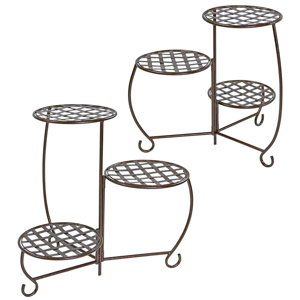 Bronze Checkered Triple Plant Stand (Set of 2)