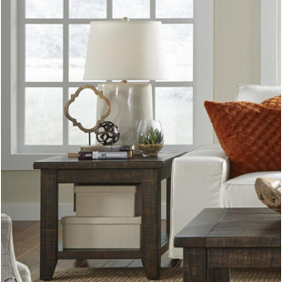 Oswalt Pine Wood End Table by Williston Forge
