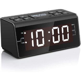 Precisions White Digital LCD Double USB Port Alarm Clock Table Wall Slim Black 