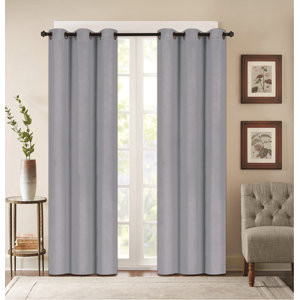 Benham Embossed Striped Blackout Grommet Curtain Panels (Set of 2)