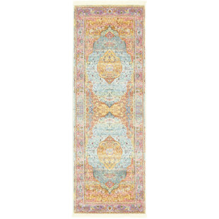 Modern Runner Rugs Allmodern Lonerock Aqua Pink Area Rug