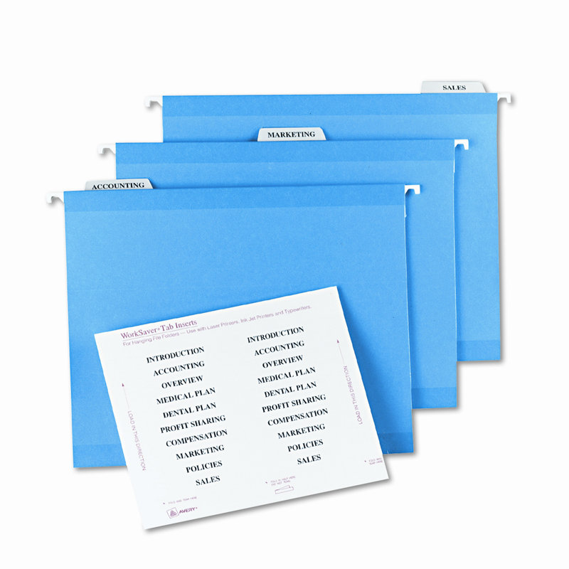Avery Dennison Laser Inkjet Hanging File Folder Inserts 100 Pack