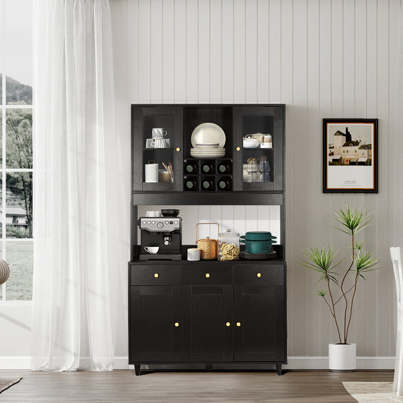 71" Kitchen Pantry Finish: Black