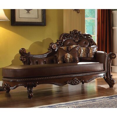 Vendome Chaise Lounge A&J Homes Studio Fabric: Cherry Faux Leather