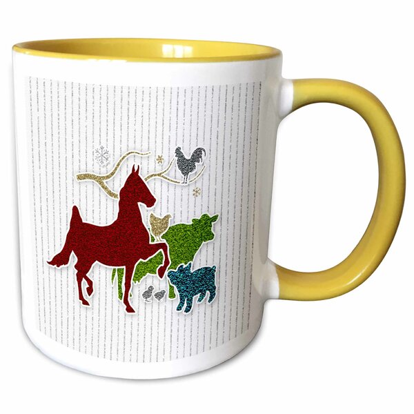 Symple Stuff Markert Barnyard Animals Western Christmas Glitter Peace On Earth Coffee Mug Wayfair