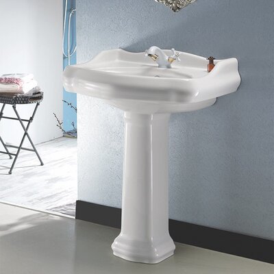1837 Ceramic 24 Pedestal Bathroom Sink With Overflow