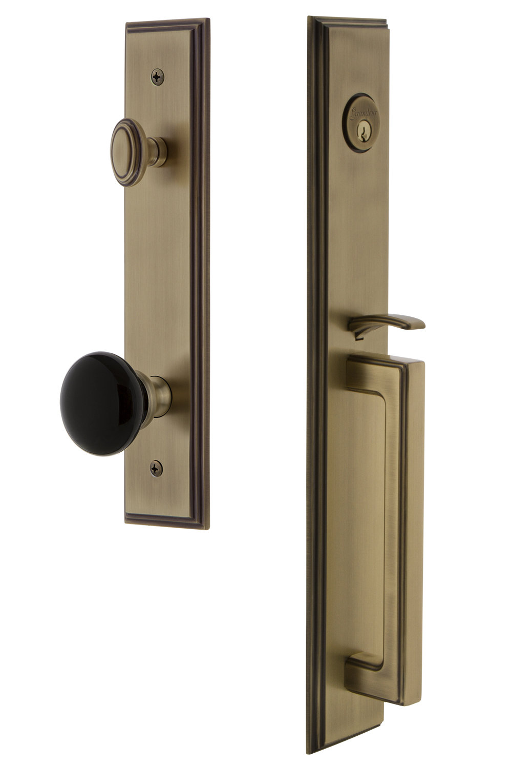 Grandeur Carre Handleset With Single Cylinder Deadbolt And