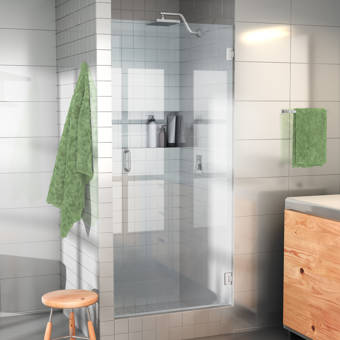 Glass Warehouse 26 75 W X 78 H Hinged Frameless Shower Door With Enduroshield Technology Wayfair