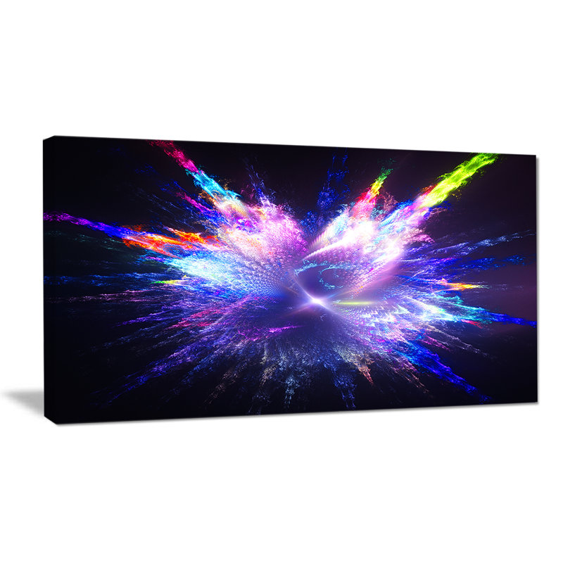 Designart Blue Explosion Of Paint Drops Graphic Art On Wrapped Canvas Wayfair