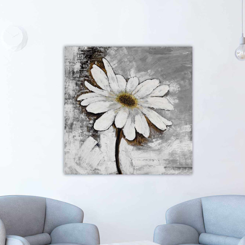 Winston Porter Daisy Flower Oil Painting Print On Wrapped Canvas