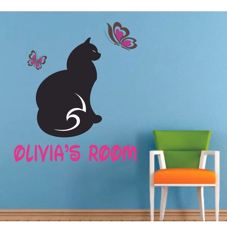1 Set Cat’s Playing with Butterflies Removable Wall Stickers Decals Home Decor