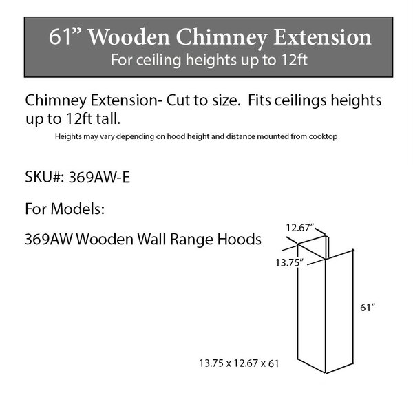 Details about   NEW ZLINE WALL CHIMNEY EXTENSION UP TO 12 FT CEILING MODEL BSKBN