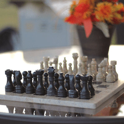 Vintage Marble Chess Set with Storage Case by Marble Cultures