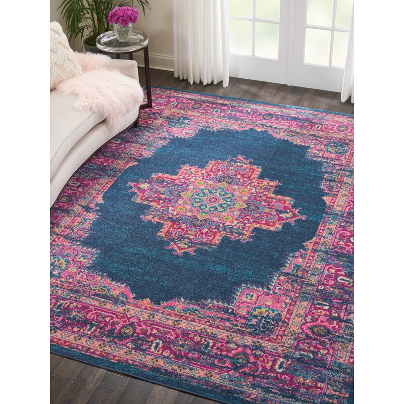 Mercury Row® Abbate Oriental Navy Blue/Pink Area Rug & Reviews