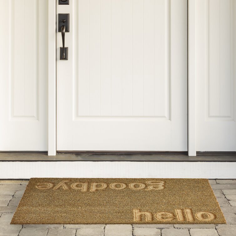 Welcome Mat Front Entrance Hello Goodbye Polyester Non-Slip Doormat 