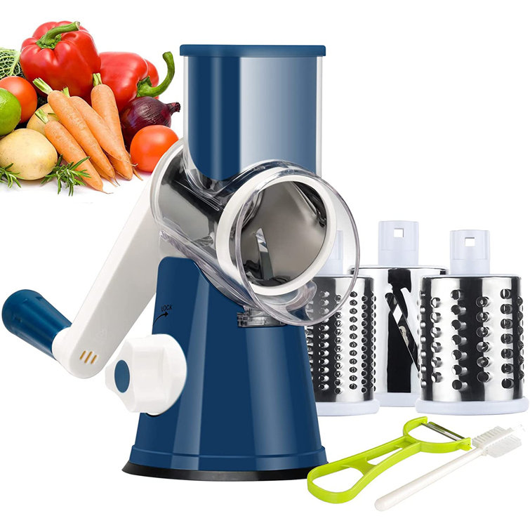 Vegetable Rotary Drum Grater Mandoline Slicer Fruit Cutter Cheese Shredder Blue Vegetable Rotary Drum Grater Mandoline Slicer Fruit Cutter Cheese Shredder Blue