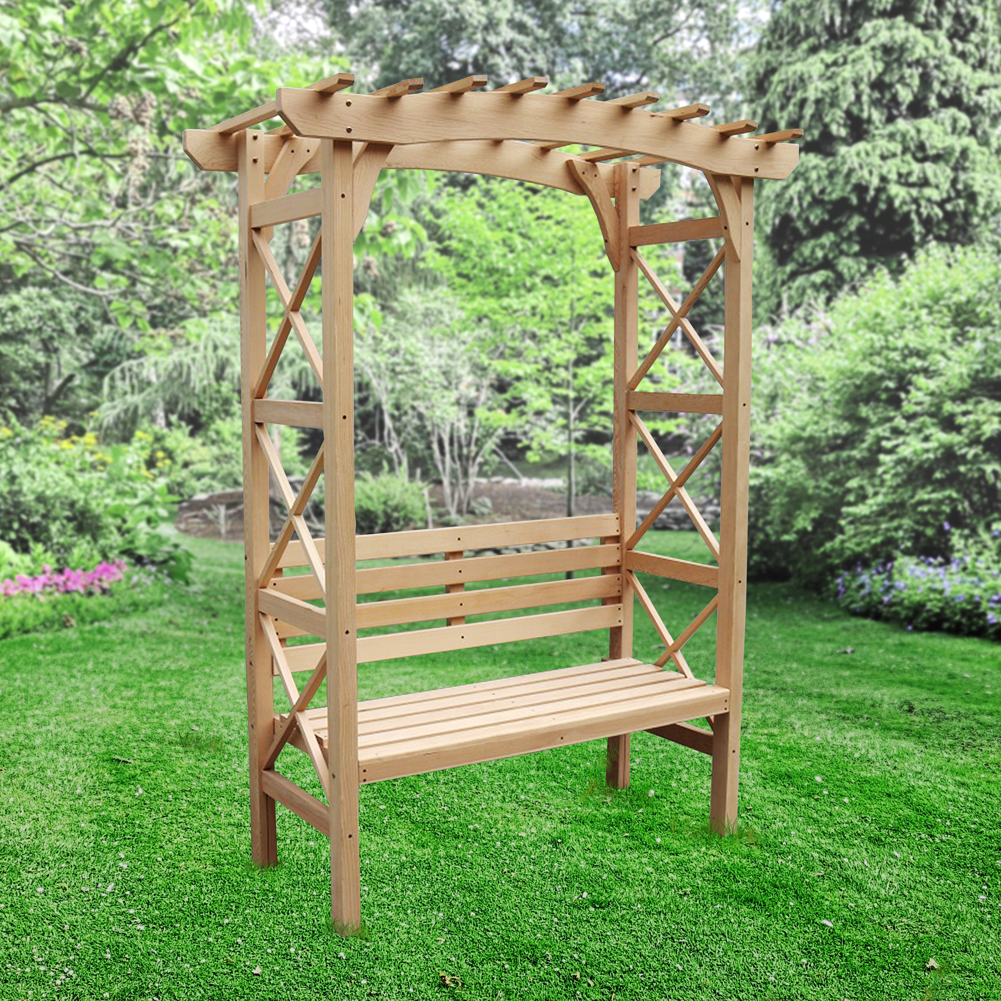 Aleko 748 W X 318 D Wood Arbor With Bench Reviews Wayfair