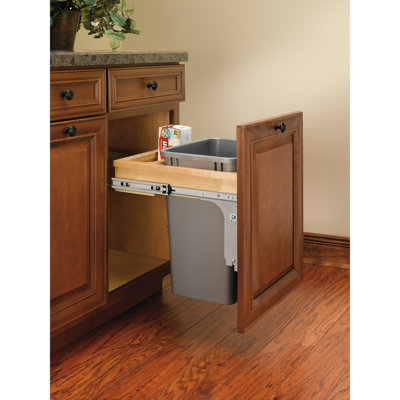 Rev-A-Shelf Pullout Top Mount Trash Can 35 Quart Silver