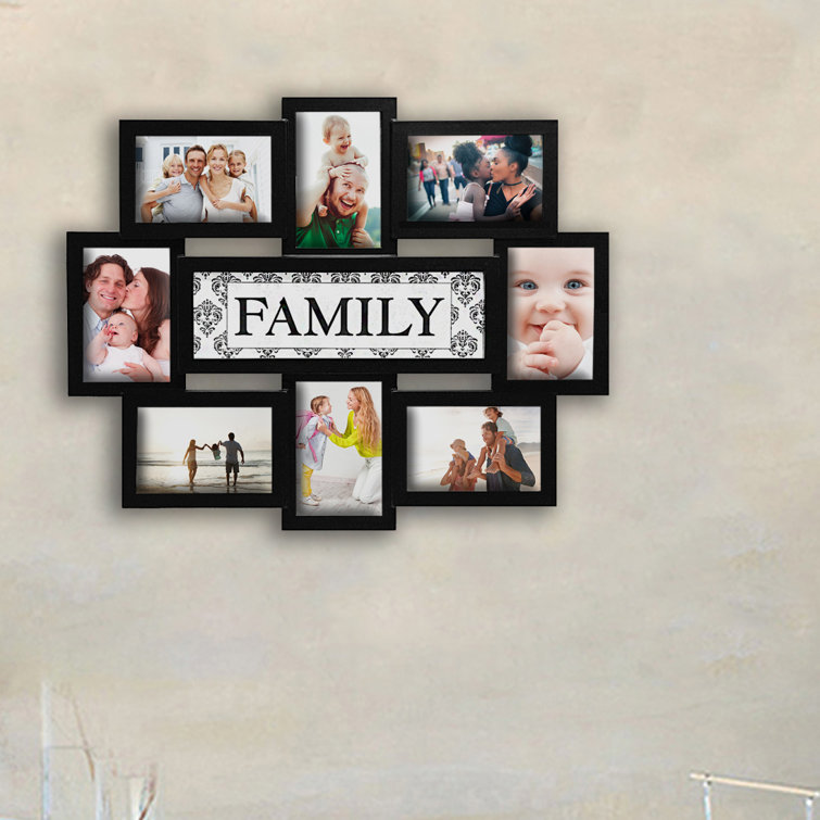 Picture Frame Plastic Large Black Family Collage Wall Hanging 10 Photos Display 