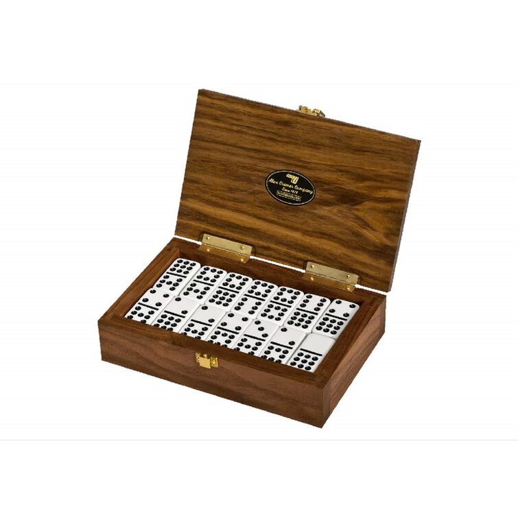 Hathaway Premium Domino Set with Wooden Carry Case Walnut