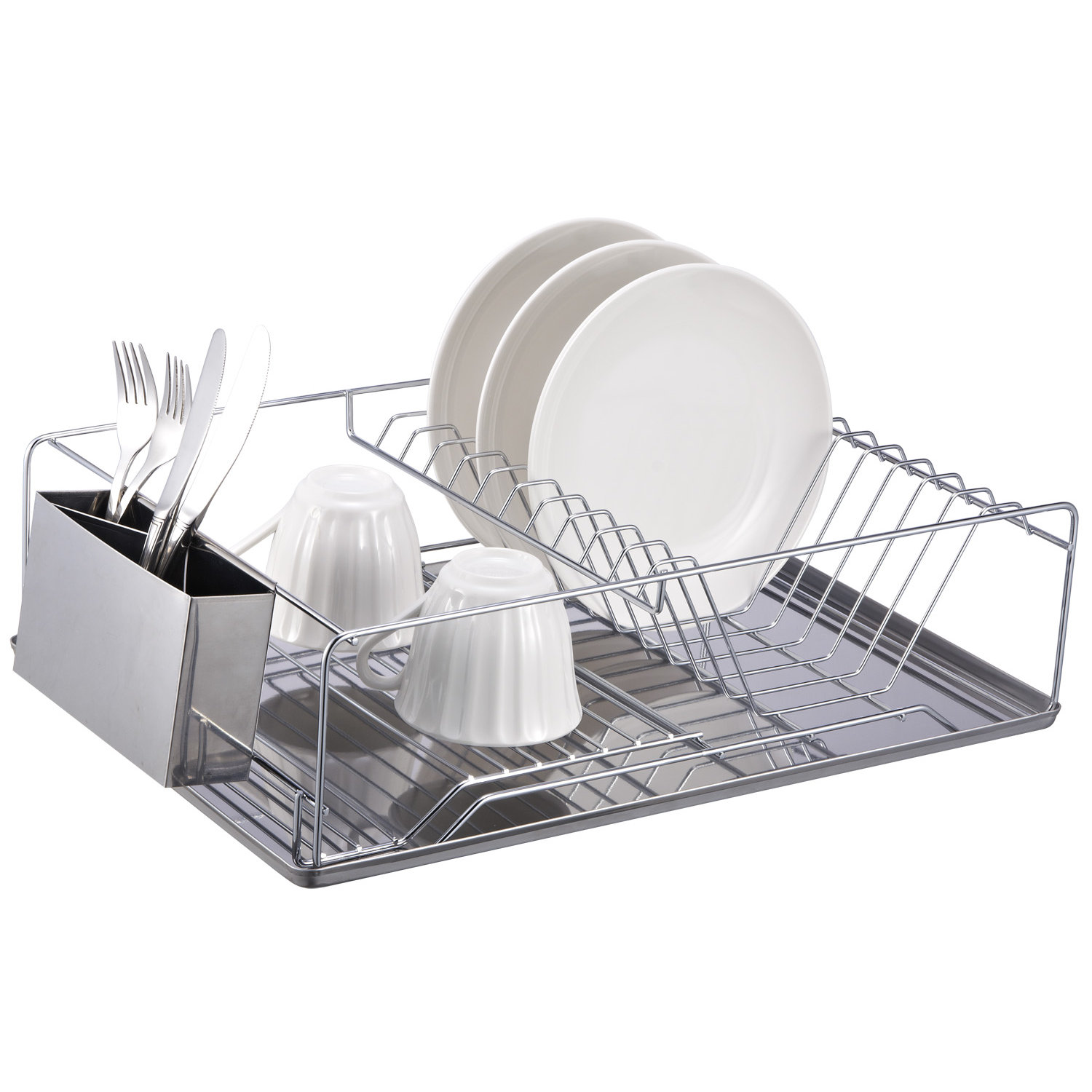 Home Basics Dish Rack Chrome Stainless Steel Tray & Reviews Wayfair