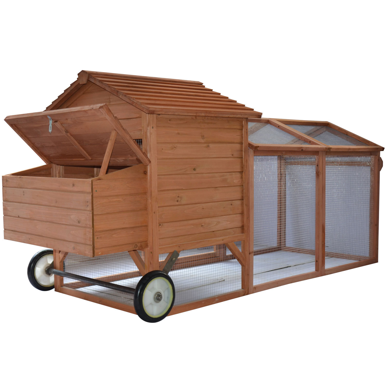 Pawhut Wheeled Tractor Hen House Chicken Coop with Chicken 