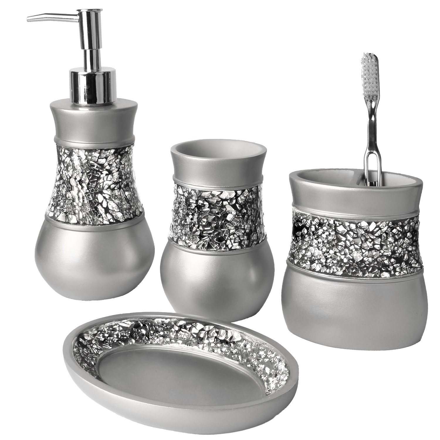 Tahtuvzn Bathroom Accessories 5pcs Accessory Set With Soap Dispenser Pump Toothbrush Holder Tumbler And Soap Dish Birthday Gifts