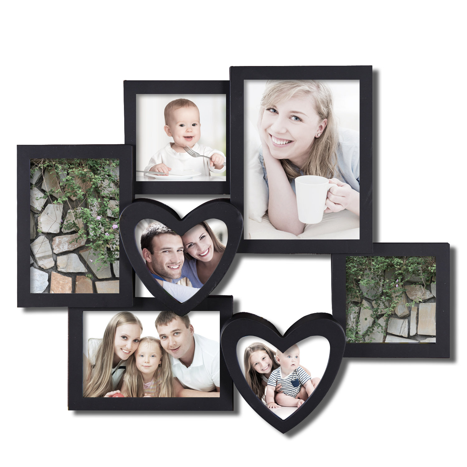 7 opening plastic heart shaped photo collage wall hanging picture frame - Wall Hanging Photo Frames Designs 7 opening plastic heart shaped photo collage wall hanging picture frame - Wall Hanging Photo Frames Designs
