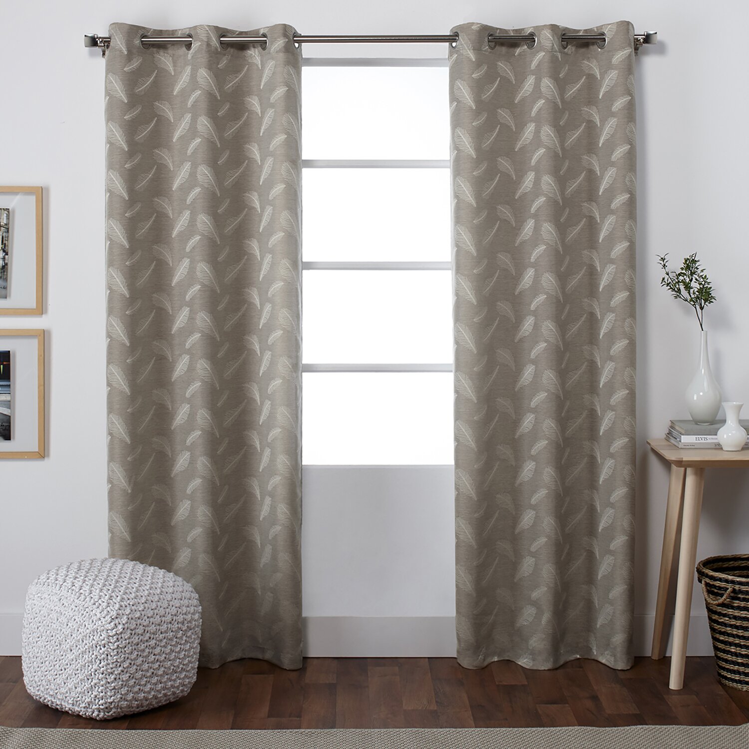 Laurel Foundry Modern Farmhouse Baillons Nature/Floral SemiSheer Grommet Curtain Panels 