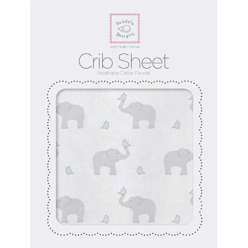 Swaddle Designs Elephant and Chickies Cotton Fitted Crib Sheet ...