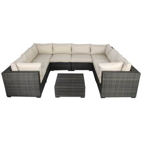 Lara 9 Piece Sectional Seating Group with Cushions