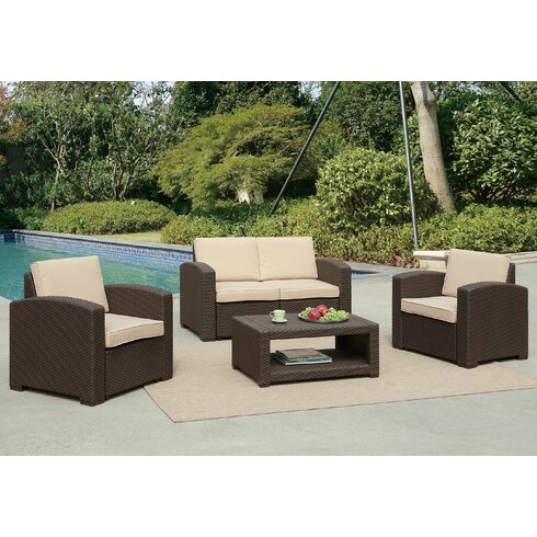 Antoinette 4 Piece Coastal Deep Seating Group with Cushion