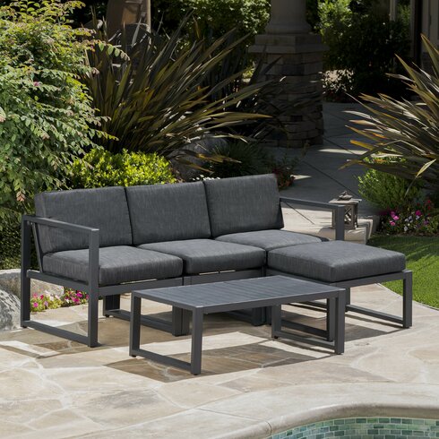 Denisse Outdoor 5 Piece Sectional Set with Cushions