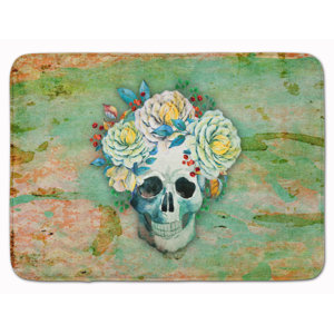 Day of the Dead Skull with Flower Memory Foam Bath Rug