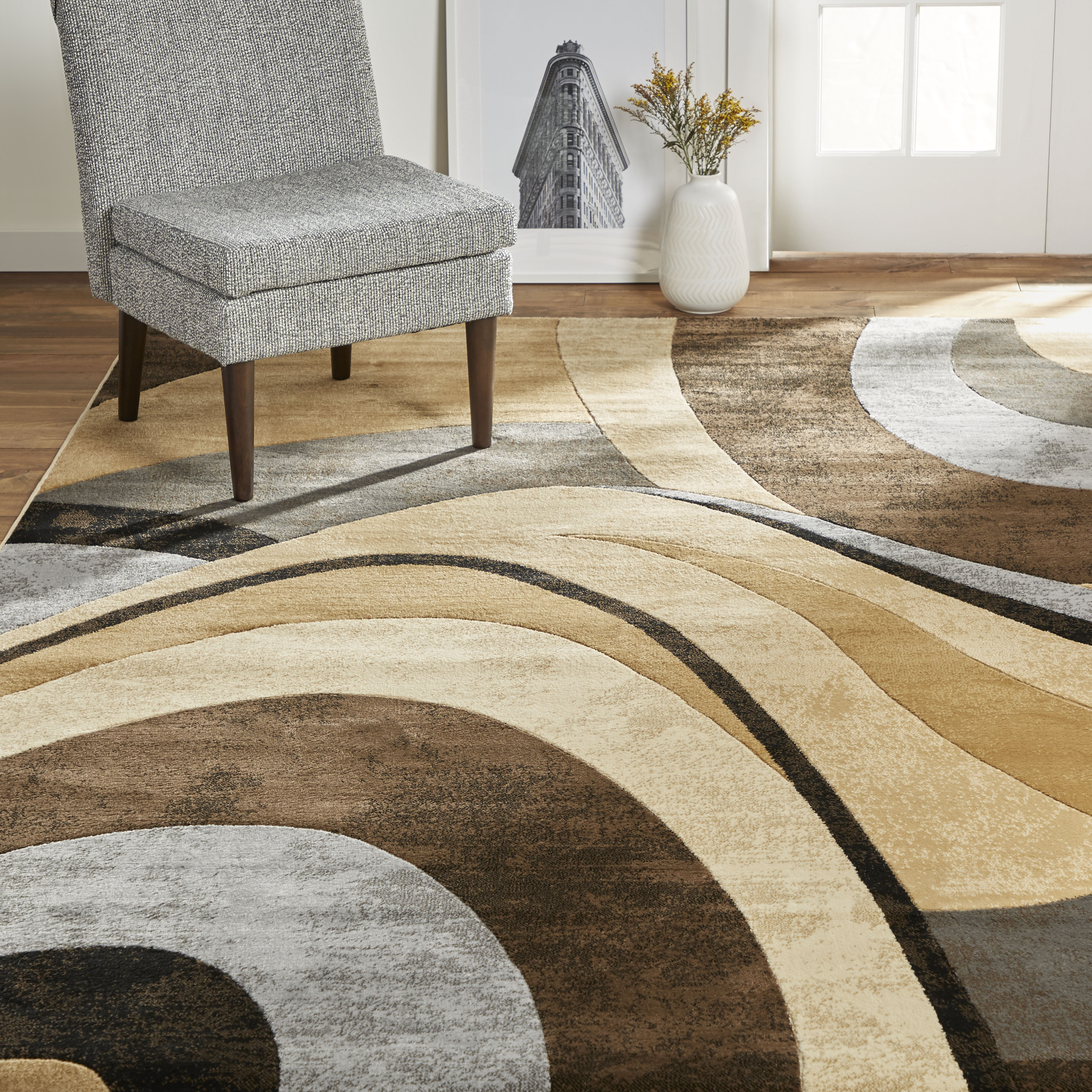 Modern Contemporary Abstract Quality Rug colour BEIGE & BROWN floor carpet mat 