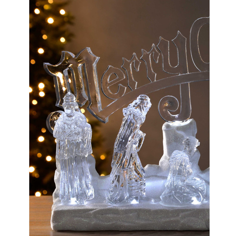 The Seasonal Aisle Pre Lit Musical Led Merry Christmas Nativity Scene Decoration Wayfair Co Uk