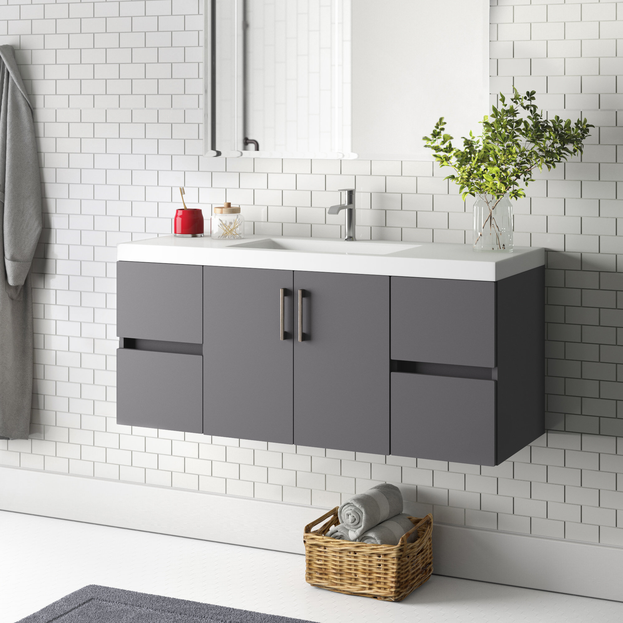 Zipcode Design Albion 49 Wall Mounted Single Bathroom Vanity Set Reviews Wayfair
