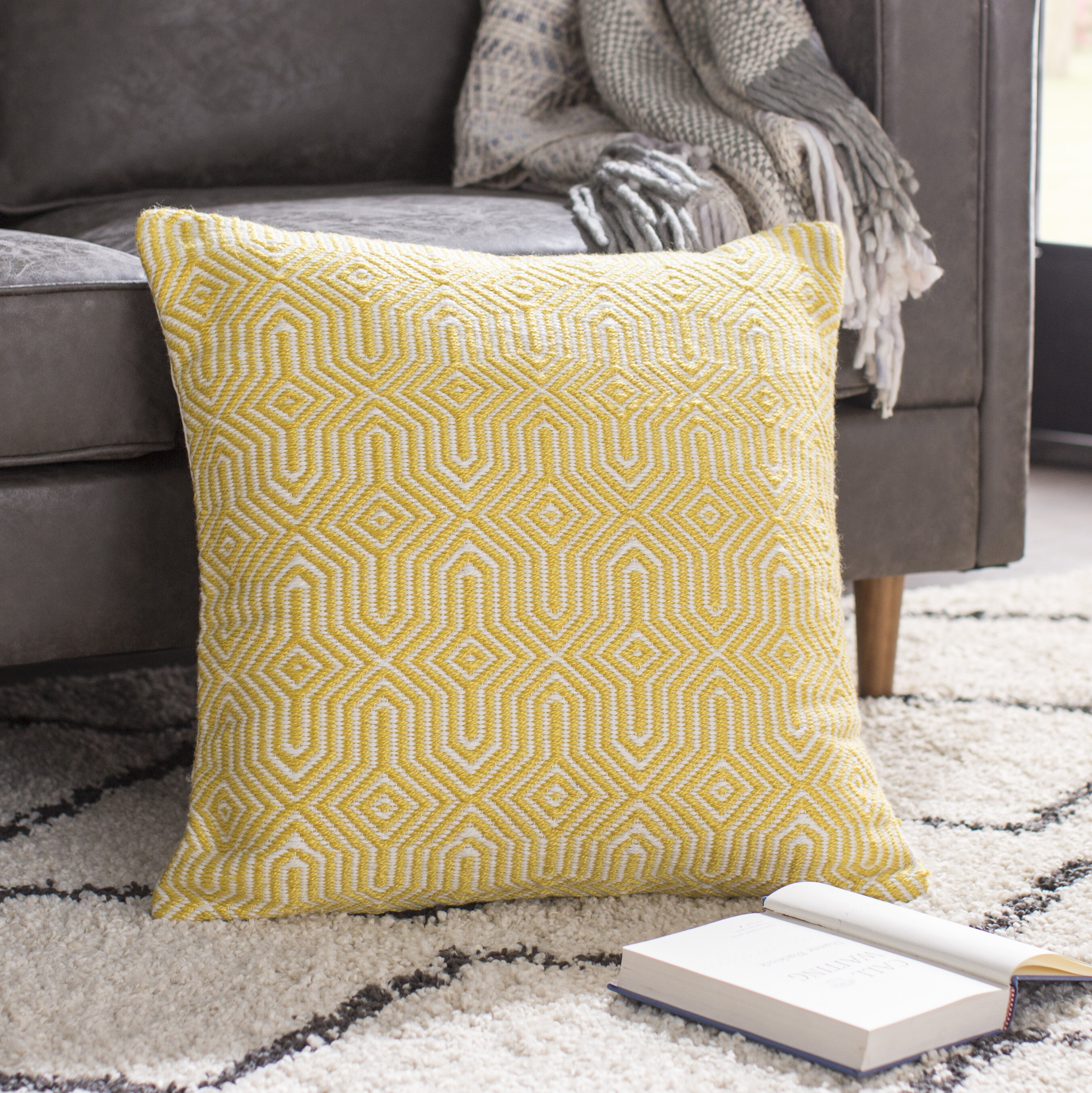 23 x 23 Square Floor Pillow Kess InHouse Pom Graphic Design Bohemian Succulents II Gold White Floral