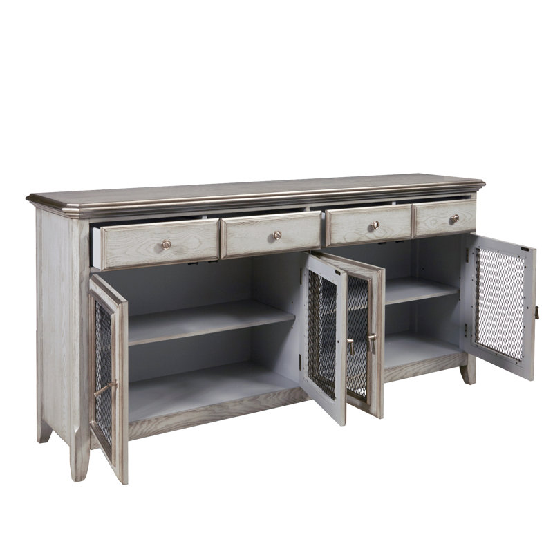 Guerrera Robins Egg 4 Door Credenza with Wire Mesh Door Inserts