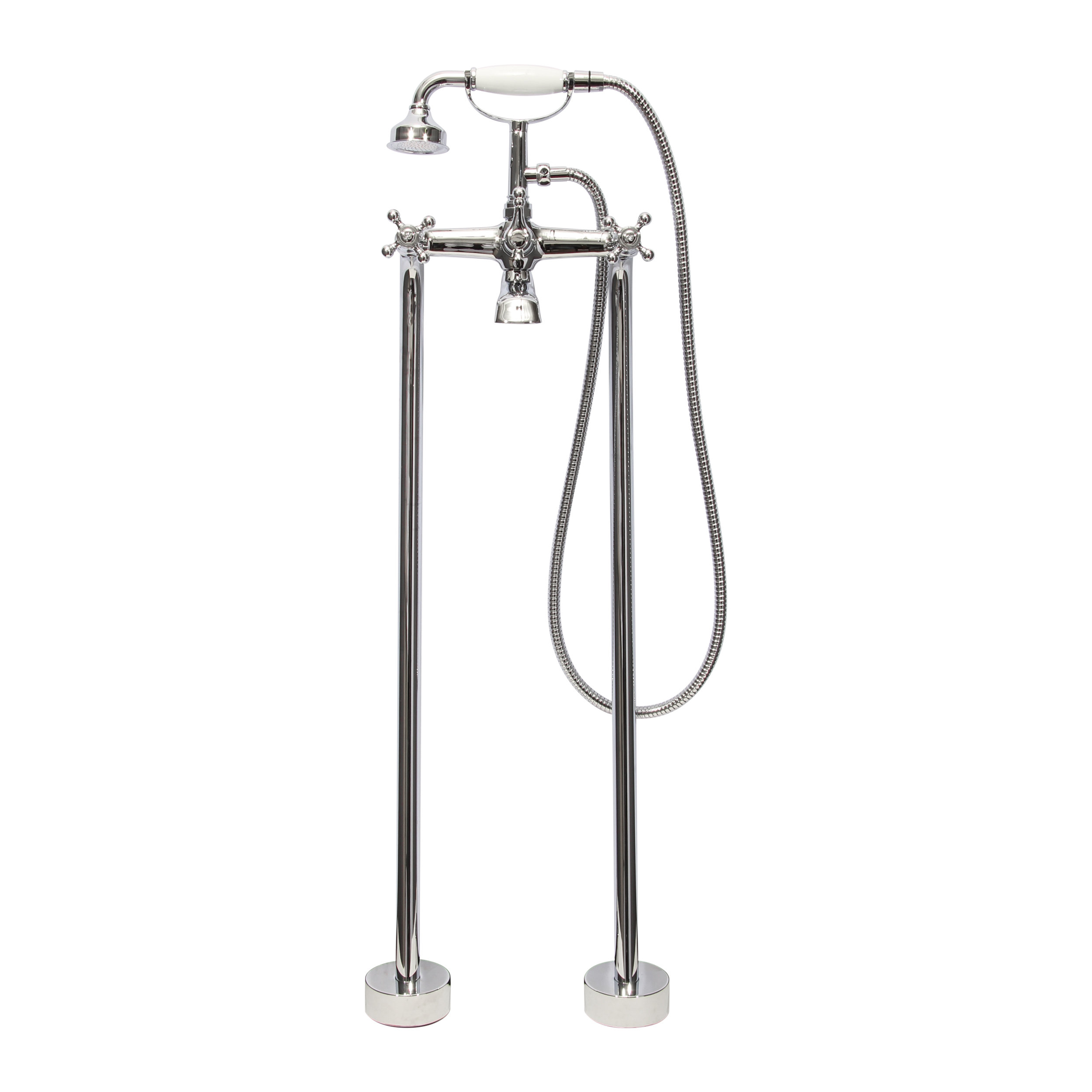 Dyconn Faucet Double Handle Floor Mount Tub Filler Faucet With