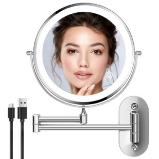Cordless and Rechargeable KDKD Lighted Makeup Mirror 1X 7X Magnification Double Sided Round Shape with Base Touch Button