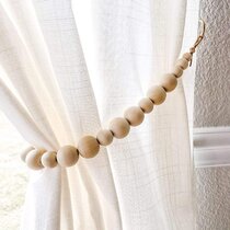 2 Off White Curtain Bead Rope Tie Backs Pimlico HB660/CF Pair FabricTiebacks 
