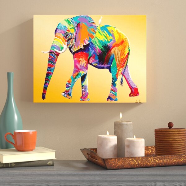 African elephant artwork fun art. Vibrant elephant painting valentine's day gift for wife adorable elephant artwork eclectic home decor