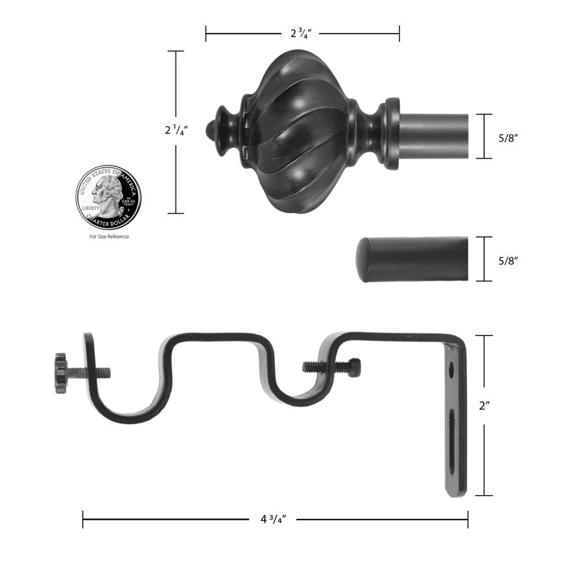 Three Posts Atlanta Core Ribbed Knob Ii Telescoping Double Drapery