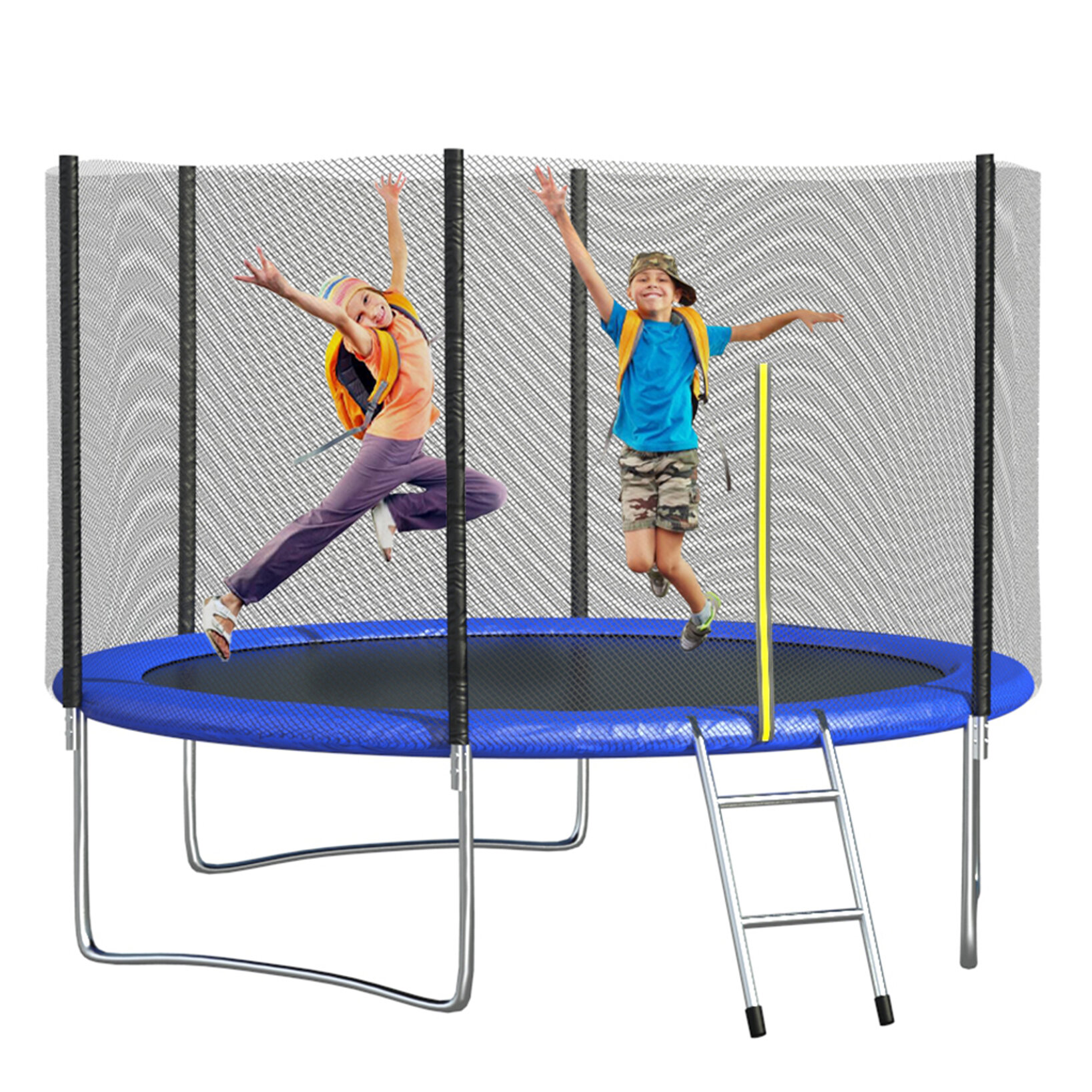 Outdoor Trampoline Fun Summer Exercise Fitness Toys 2 FT Kids Trampoline with Enclosure Net and Spring Cover Padding 