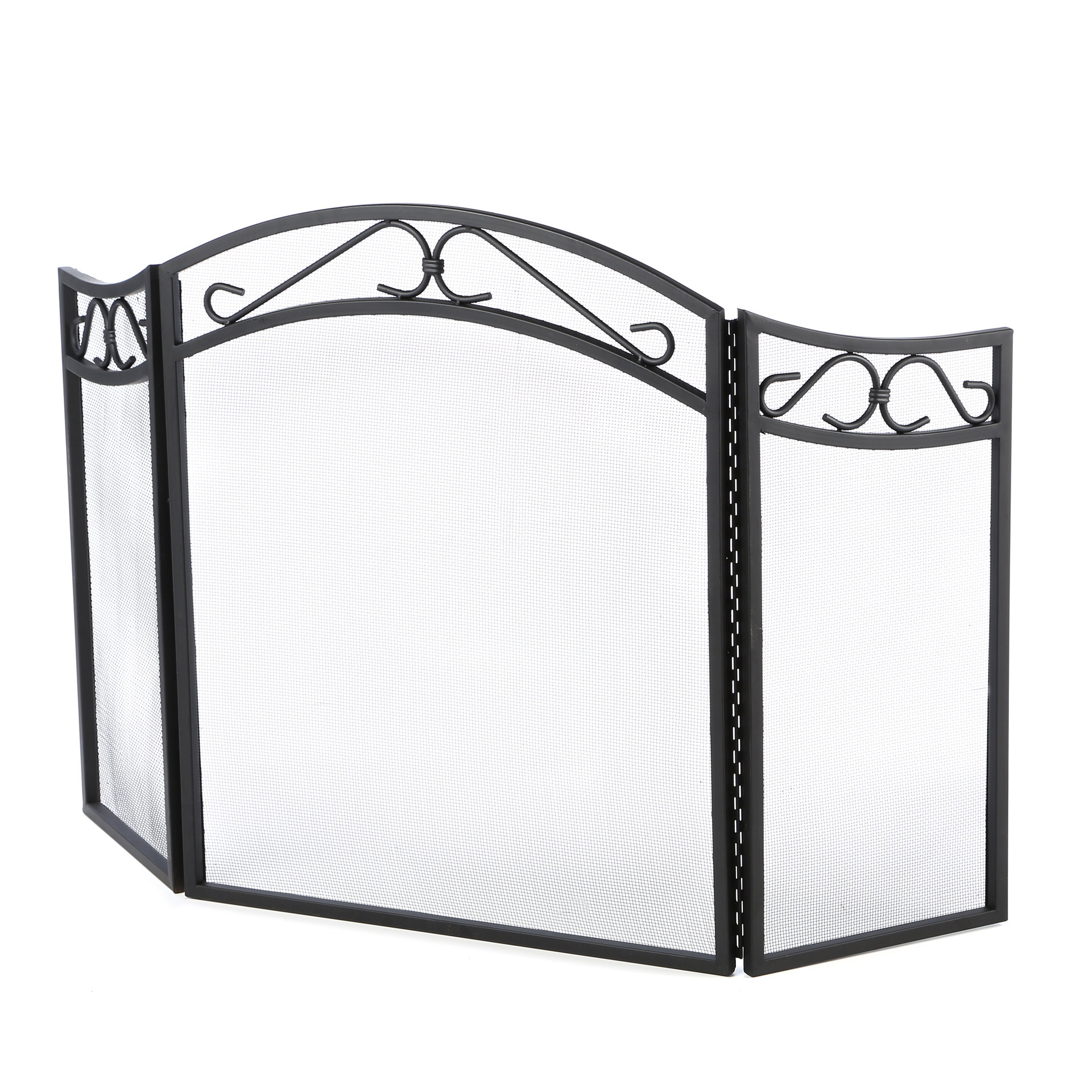 Home Furniture Diy 3 Panel Fireplace Screen Cover Black Steel