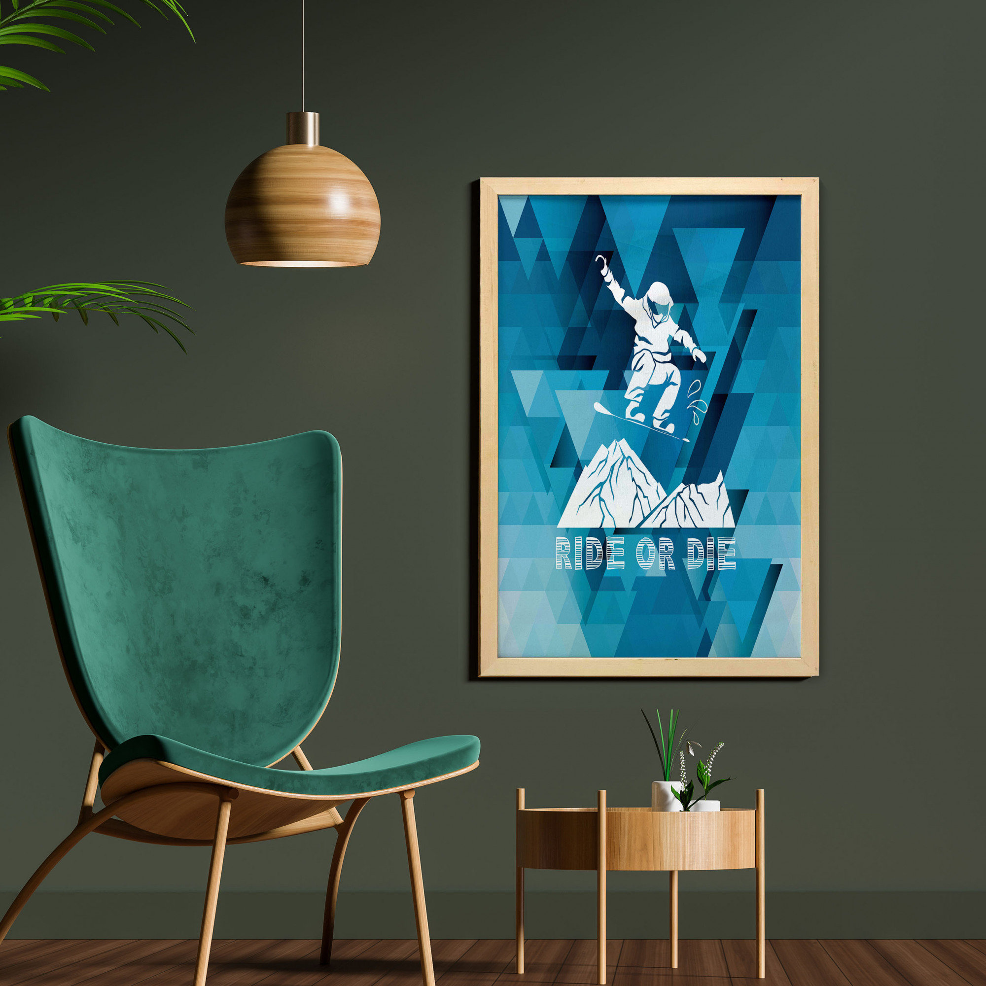 East Urban Home Ride Or Die Letters Abstract Fractal Backdrop With Snowboarding Man Picture Frame Graphic Art Print On Fabric Wayfair