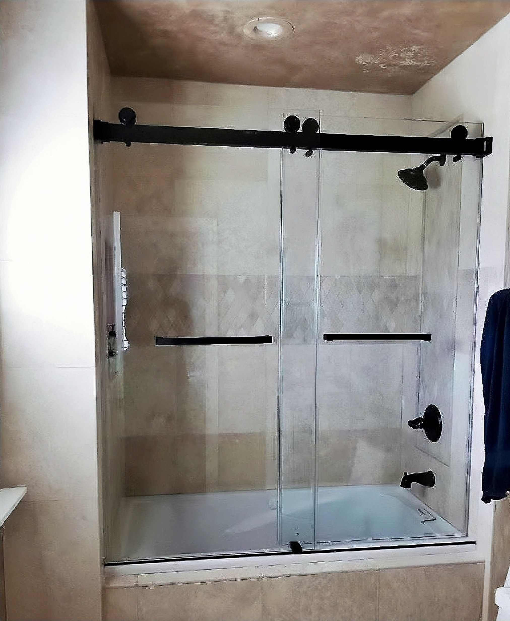 Hometo 55" 60" W x 65" H Double Sliding Frameless with Easy Clean