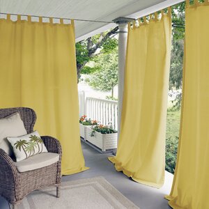 Basche Solid Semi-Sheer Tab Top Single Curtain Panel
