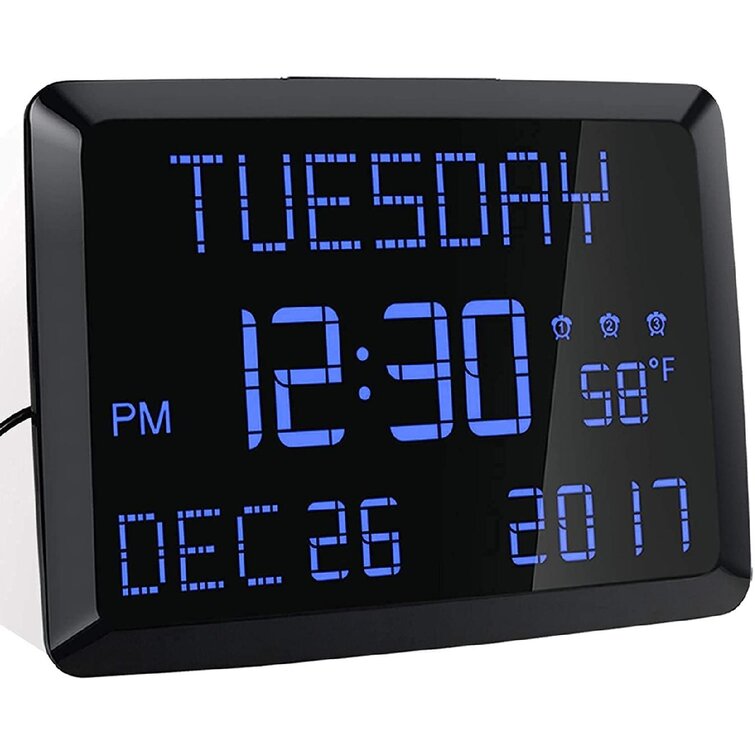 Alarm Date MARATHON Digital Wall Clock with Day Temperature Week Number New 